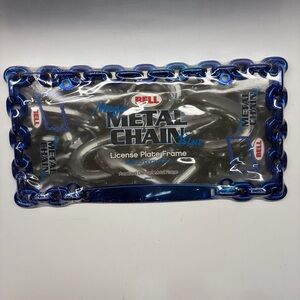 New BELL MEGA metal chain License Plate Frame BLUE
